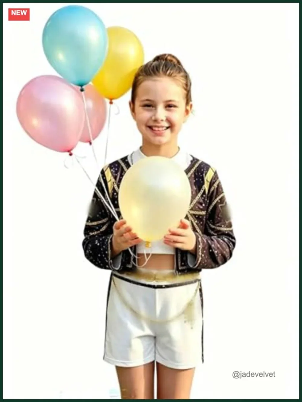 Girls Stage Costume Set - Sequined Jacket, Sleeveless T-Shirt, Shorts,